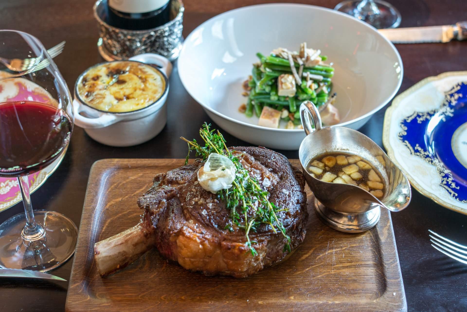 Steak and salad at The Clocktower in Manhattan,NYC